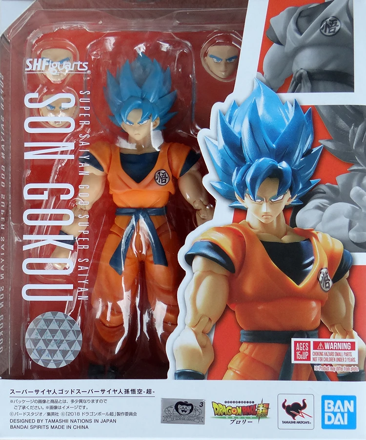 Оригинальный BANDAI Dragon Ball Super SHF God Blue Goku фигурка фигурки модель куклы Brinquedos|Игровые