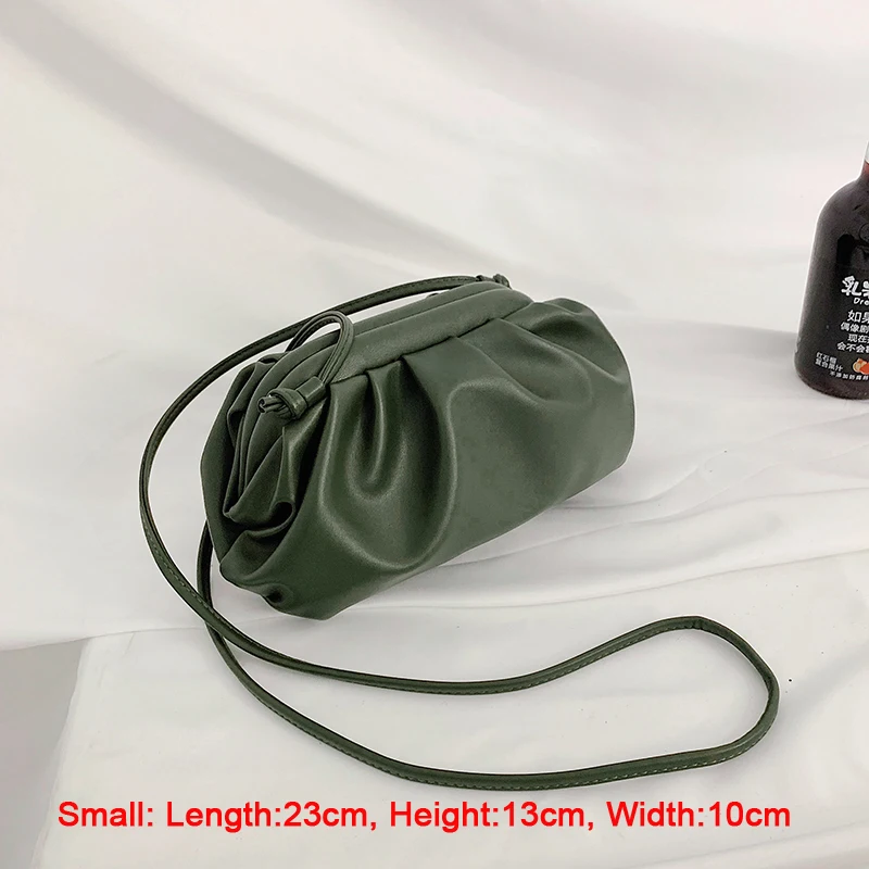 Green S Women Simple Dumplings Messenger Bag Designer Retro New Fashion Cloud Female Crossbody Shoulder Bag Tide Handbag Clutch Bag - Цвет: Green S