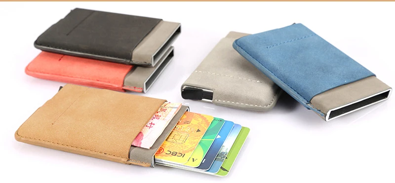 BONAMIE Алюминиевый RFID кошелек с передним задним карманом, чехол для кредитных карт, Мини Тонкий автоматический держатель для карт, унисекс