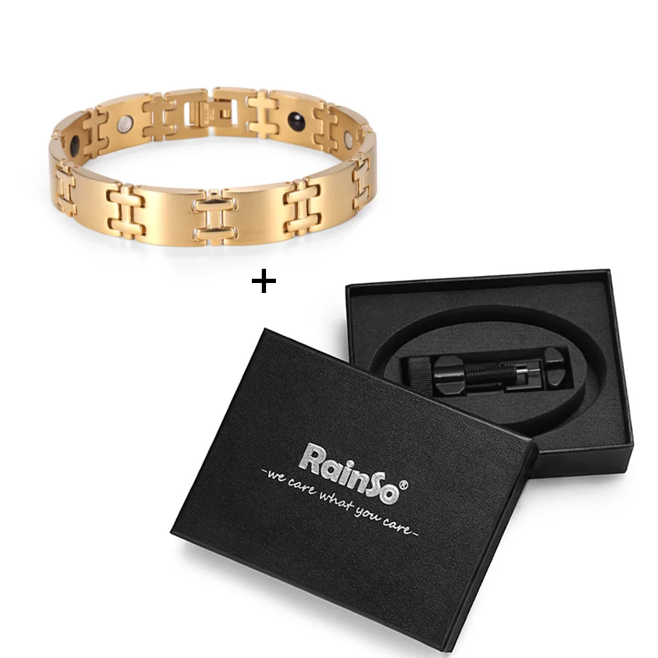 

Rainso 2020 Stainless Steel Health Energy Bracelet For Men With Germanium Bracelets 8.5" father's gifts