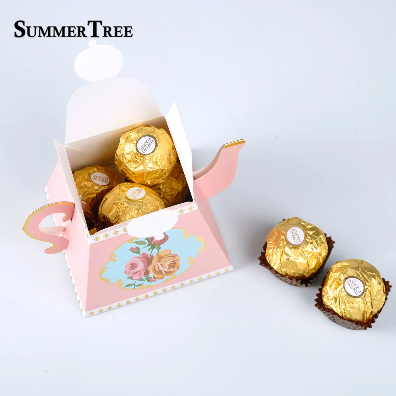 20 100 шт. коробочки для конфет чайный тематический чайник форма свадебные сувениры