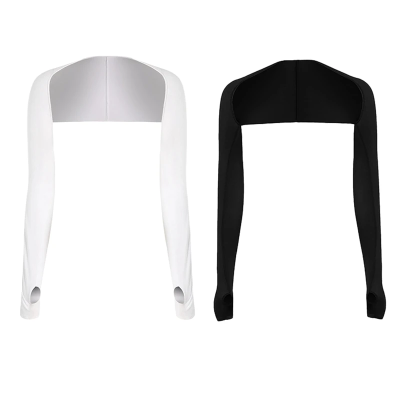 

2Pairs Cooling Shawl Arm Sleeves Sun Protection Shawl Golf Shawl Anti-UV Arm Sleeves with Finger Hole for Cycling