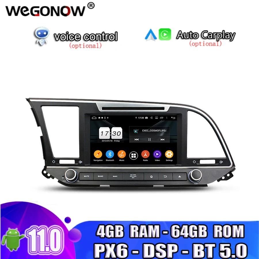 

PX6 DSP TDA7851 Android 11.0 For Hyundai Elantra 2016 2017 Octa Core 64G ROM Car DVD Player GPS Map RDS Radio wifi Bluetooth 5.0