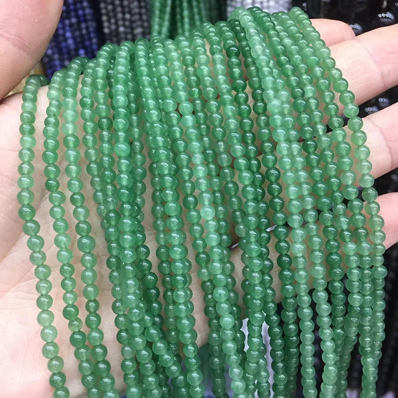 

wholesale Natural Green Aventurine Jades Round Loose Stone Beads For Jewelry Making 15.5" 4/6/8/10/12mm DIY Bracelets Necklace