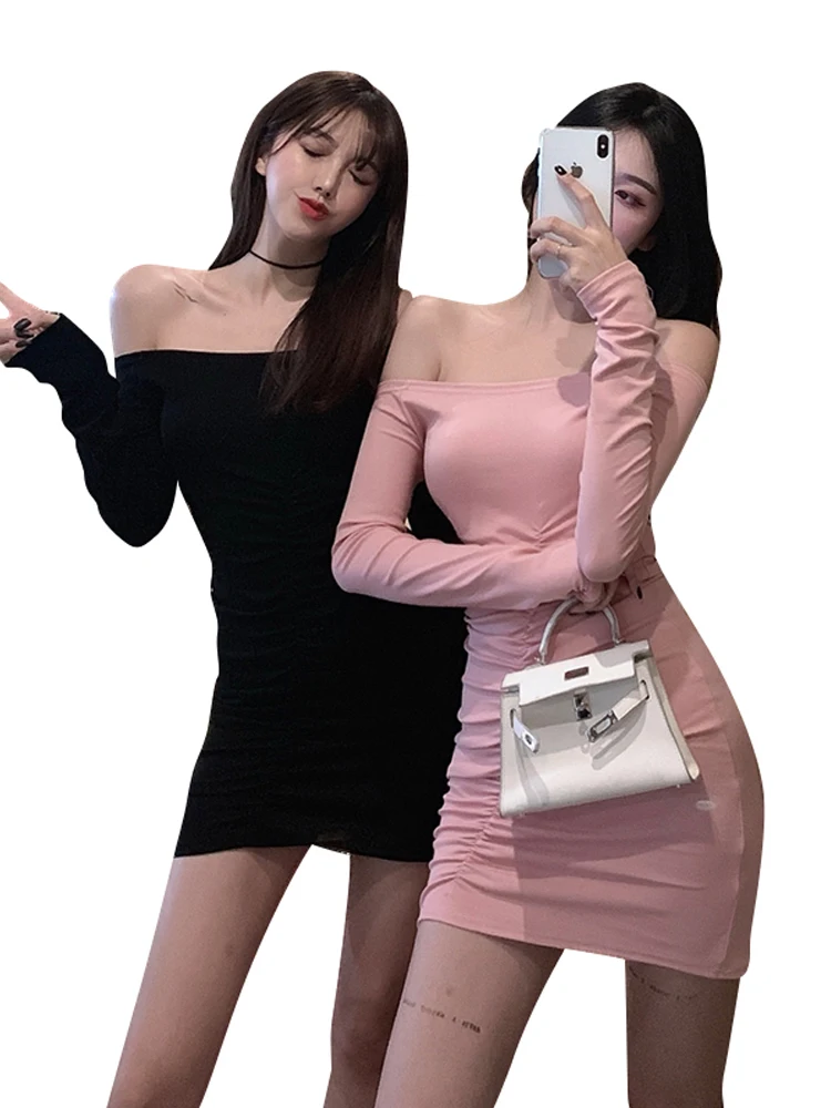 

[LDYRWQY] Women's Early Spring 2020 New Slim Slim Waist Collar Hip Sexy Dress Knee-Length Sheath Office Lady
