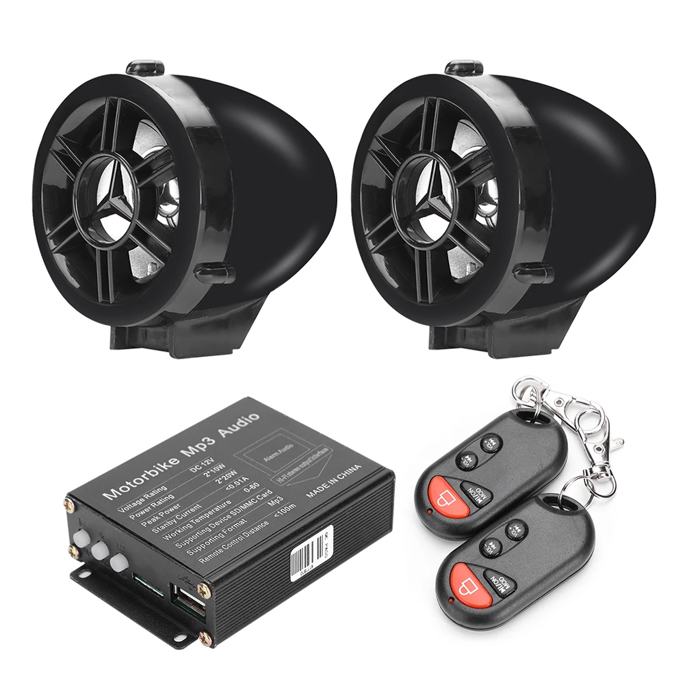 

Remote Control Motorcycle Anti Theft Alarm System Waterproof MP3 FM Radio Bluetooth-compatible Speaker Stereo Sound System