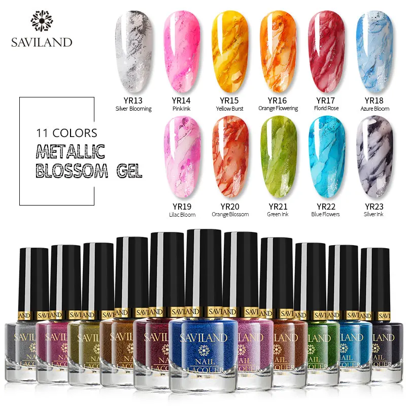 SAVILAND металлический цветной гель акварельный лак для ногтей Цветущий УФ Живопись
