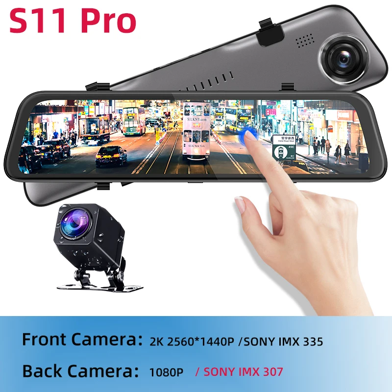 S11 Pro Bluavido 2K разрешение видеорегистратор 12 дюймов зеркало заднего вида автомобиля DVR FHD 1440P Hisilicon cpu супер ночного видения Автомобильный видеорегистратор - Название цвета: S11 Pro