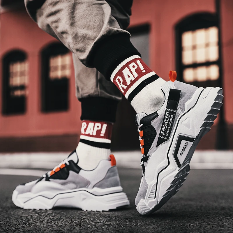 Мужские кроссовки уличная мода обувь для бега на толстой подошве Студенческая