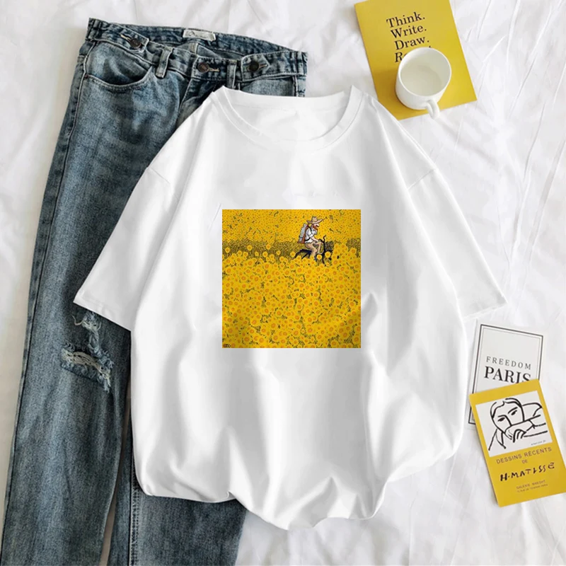 Женская футболка с принтом Ван Гога Винтажная Футболка картины маслом одежда в