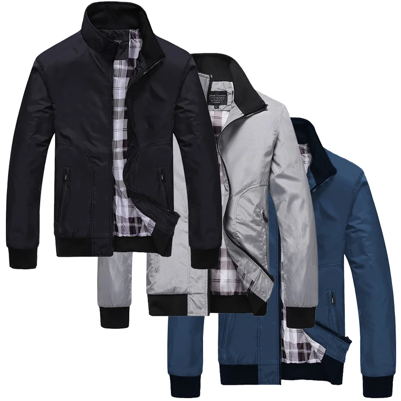 Мужские куртки весна осень повседневные пальто сплошной цвет Мужская спортивная