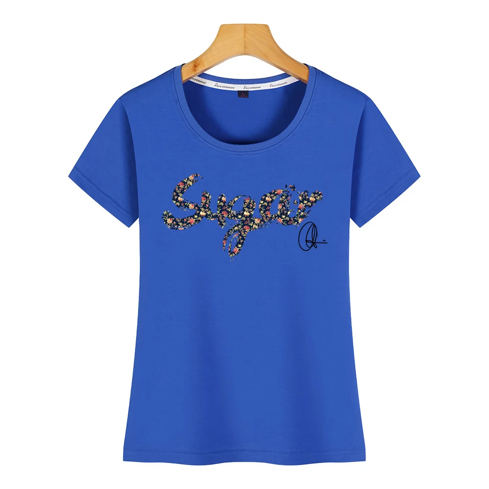 Футболка женская бордовая повседневный топ с принтом сахарного цвета 5