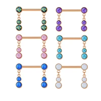 3 pair pierced nipple breast rings nail barbell multi color opal pendant body piercings jewelry