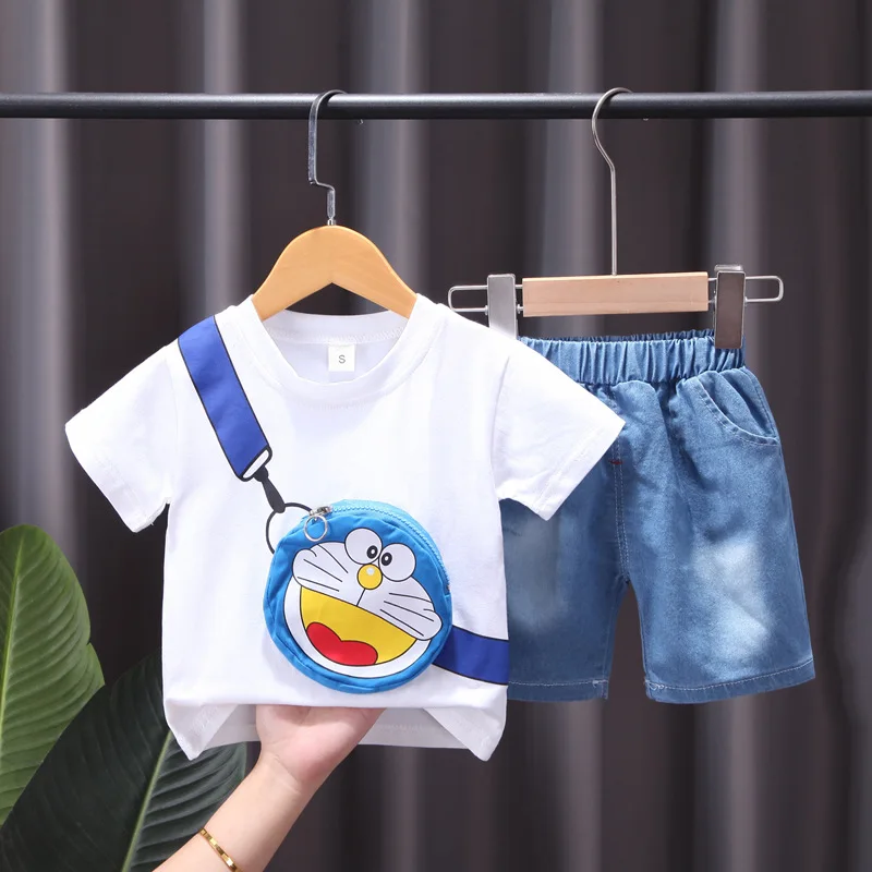 

Fashion Summer Kids Boy Girl Clothing Casual Baby Tracksuit Short sleeve T-shirt+jeans Sets Infant Clothes Newborn Baby Suit