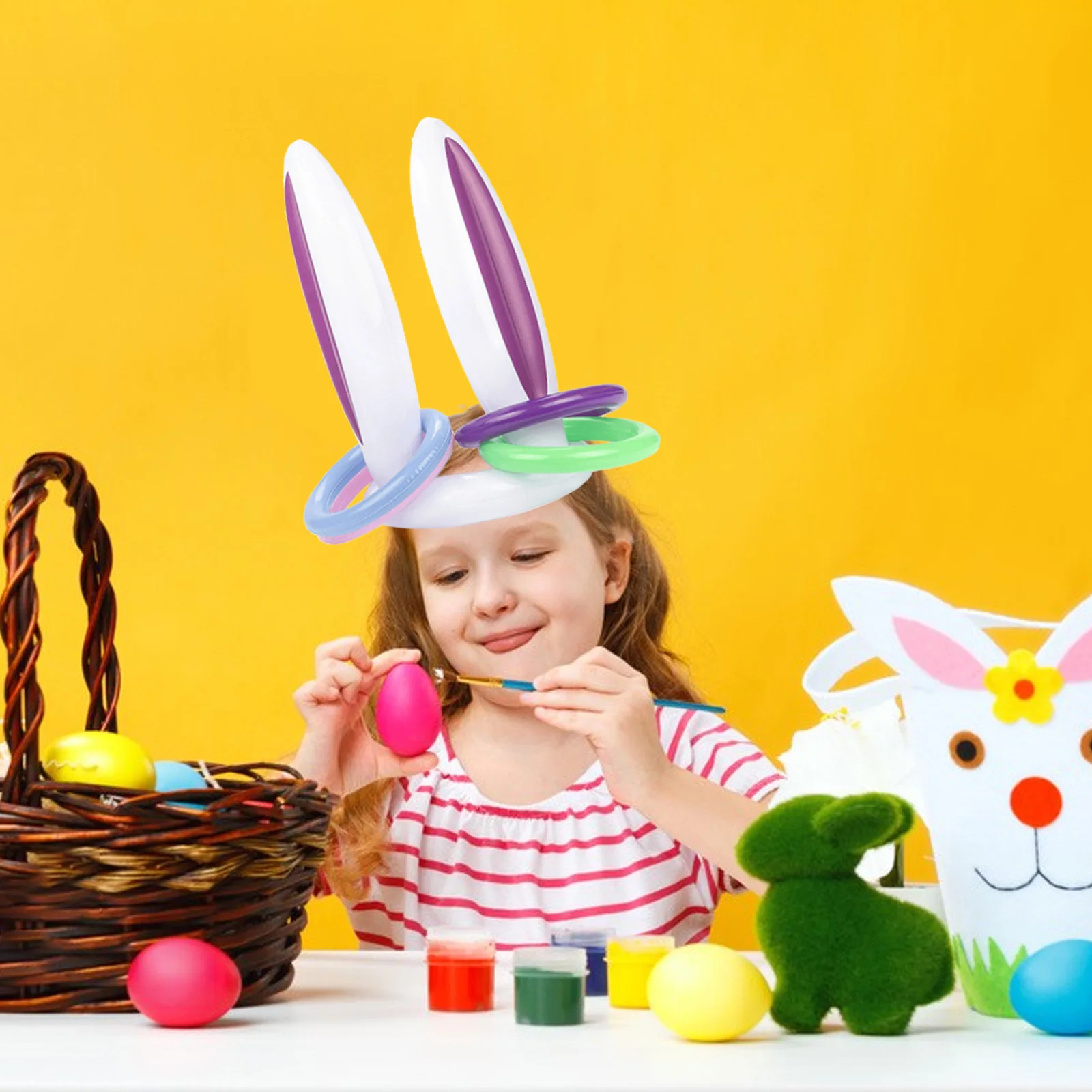 For Kids Easter Bunny Ear Ring Throw Games Children's Throwing Toy New High Quality Purple EVA Party Decoration PVC Rabbit Ears | Дом и