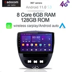 360 Автомобильный DVD-плеер Carplay 6G 128G Android 10 GPS WIFI Bluetooth радио для Peugeot 107 Citroen C1 Toyota Aygo 2005-2014