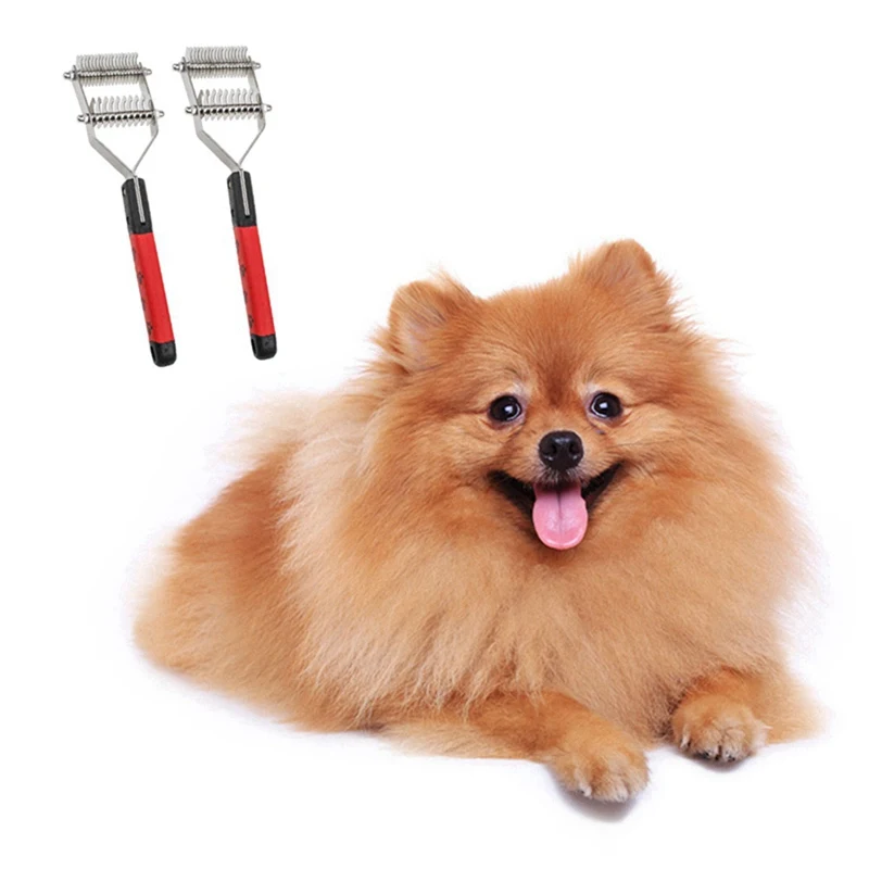 

Pet Combs Cat Dog Bottom Rake Double-Row Separate Beauty Comb Velvet Hair Dead Remove Open Knot Pet Grooming Supplies