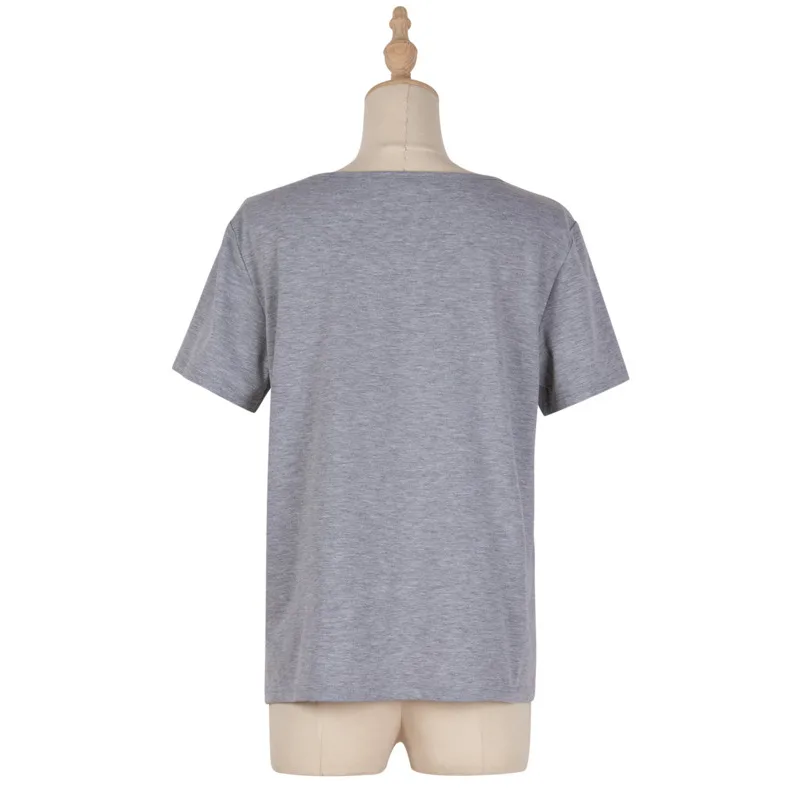 

Summer Solid Gray Women Causal T Shirts Short Sleeve O Neck Simple Embroidery Tops T Shirts Female Clothing Women's T-shirt 2021