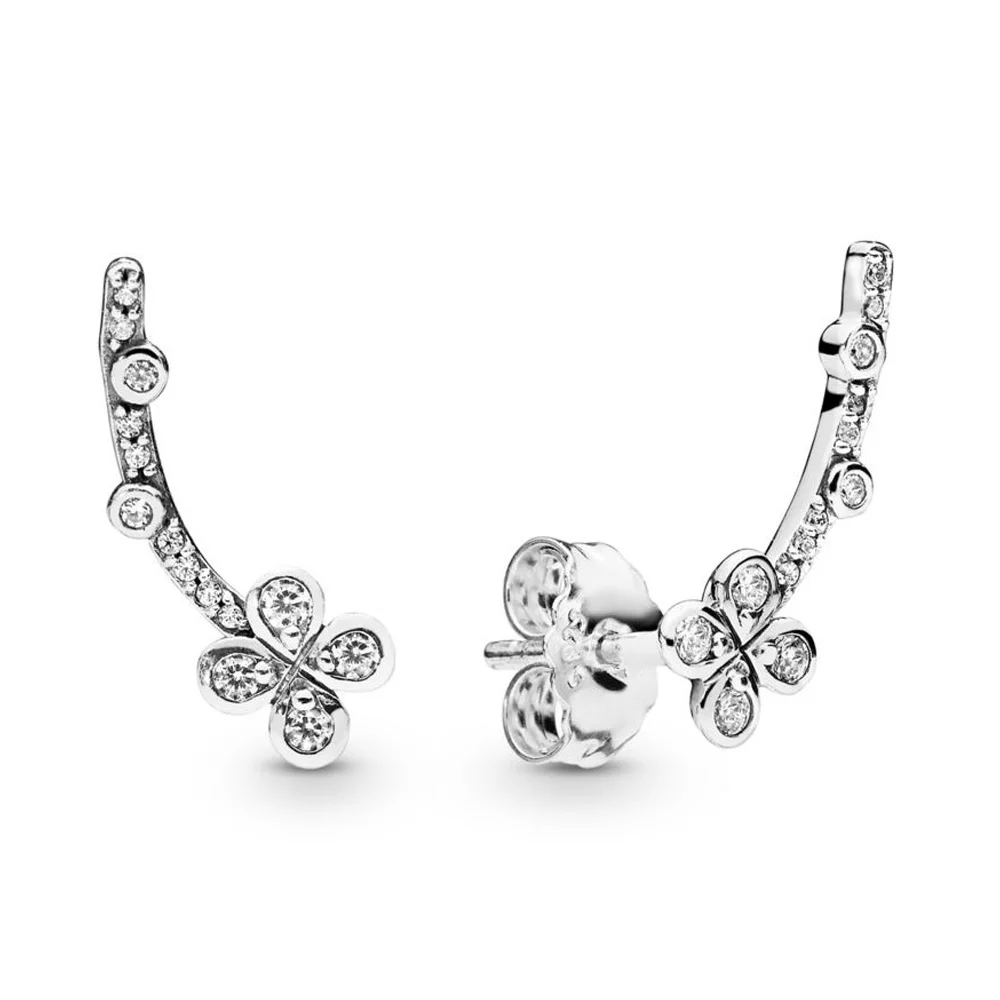 

New S925 Sterling Silver original Draped Four Petal Flower Stud Earrings Simple Elegant Earrings For Women DIY Fashion Jewelry