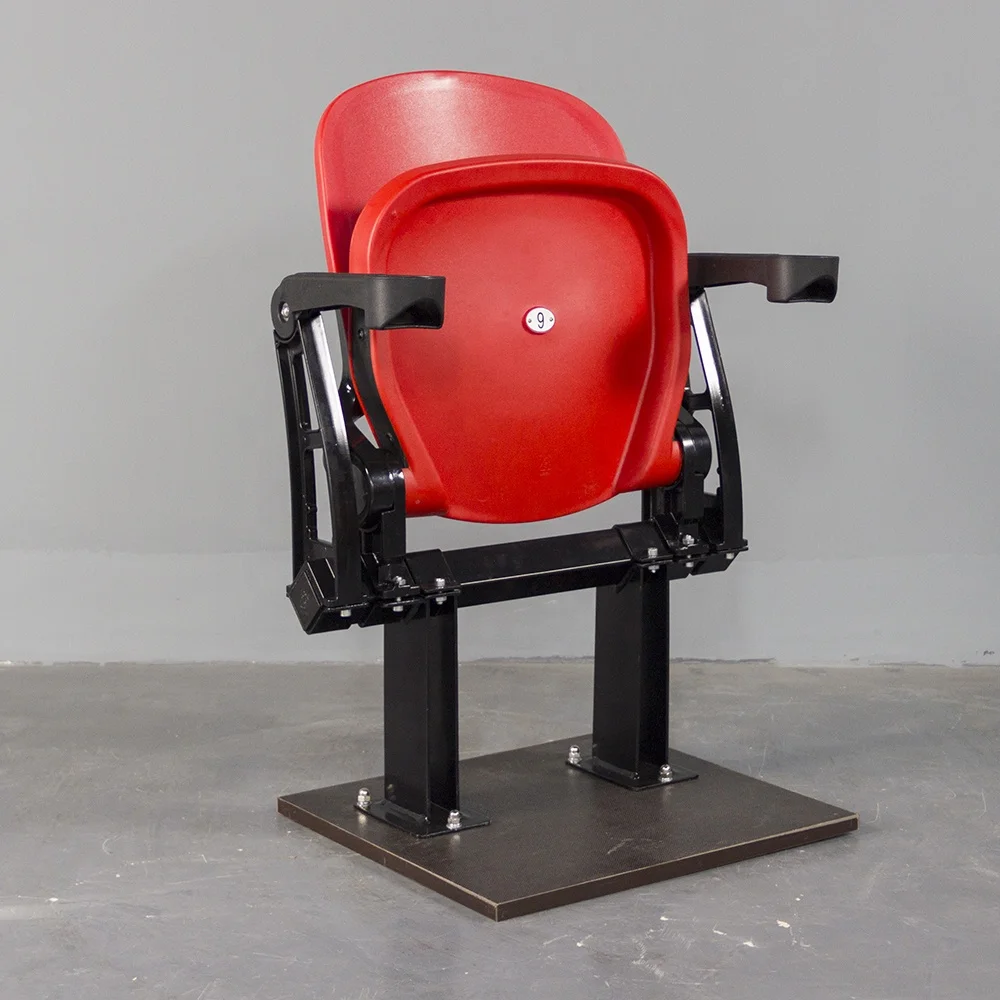 

Wholesale auto tip-up plastic folding stadium chair with comfortable padded seat and cup holder