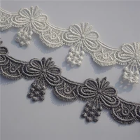 cusack 14 yards 5 cm lace trim ribbon for costume home textiles butterfly applique diy craft sewing accessories gray off white
