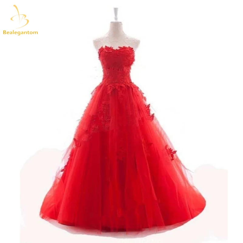 

Bealegantom Red Quinceanera Dresses 2021 Sweetheart Ball Gowns Beaded Crystals Lace Up Sweet 16 Dress Vestidos De 15 Anos QA1169