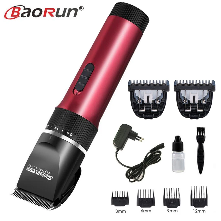 add 2pcs blade Professional Electric Hair Clipper Titanium Blade 2000mA Battery Men's Beard Trimmer Hair Cutting Machine For Salon - Цвет: add 2pcs blade