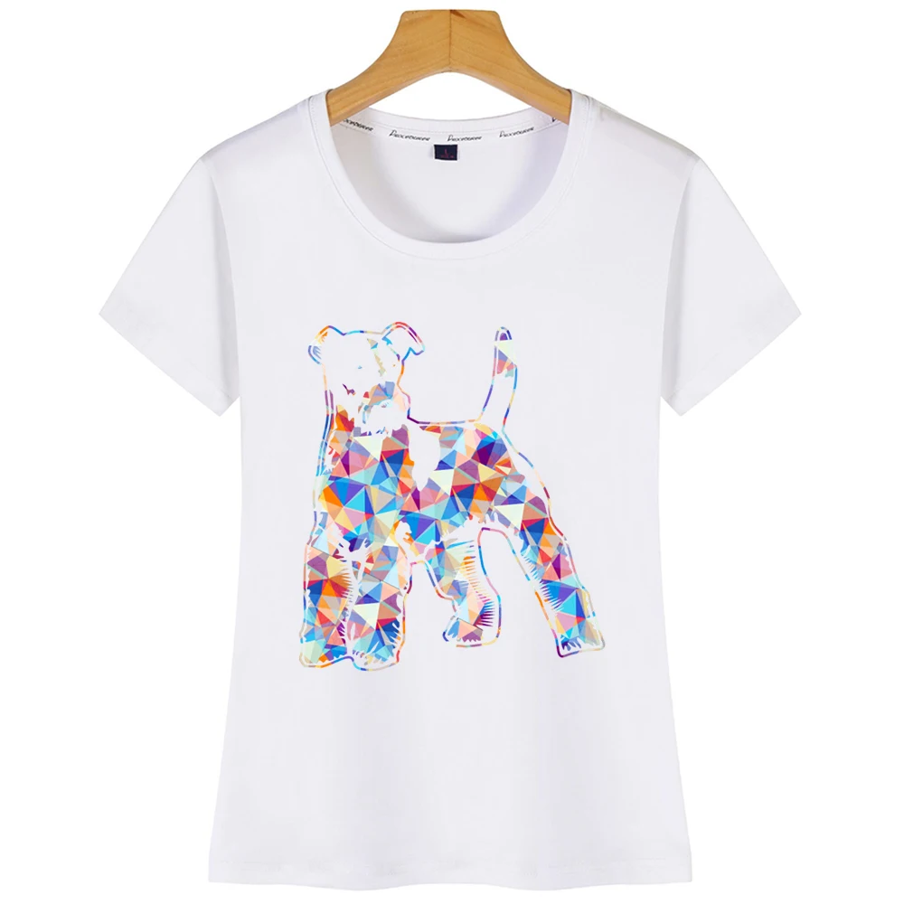 Топы Футболка женская Wire Fox Terrier Vogue белая хлопковая футболка | Женская одежда