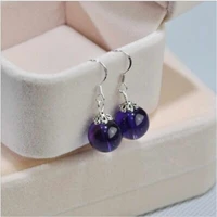 10mm amethyst gemstone tibet silver ear drop earrings aquaculture accessories new year thanksgiving christmas valentines day
