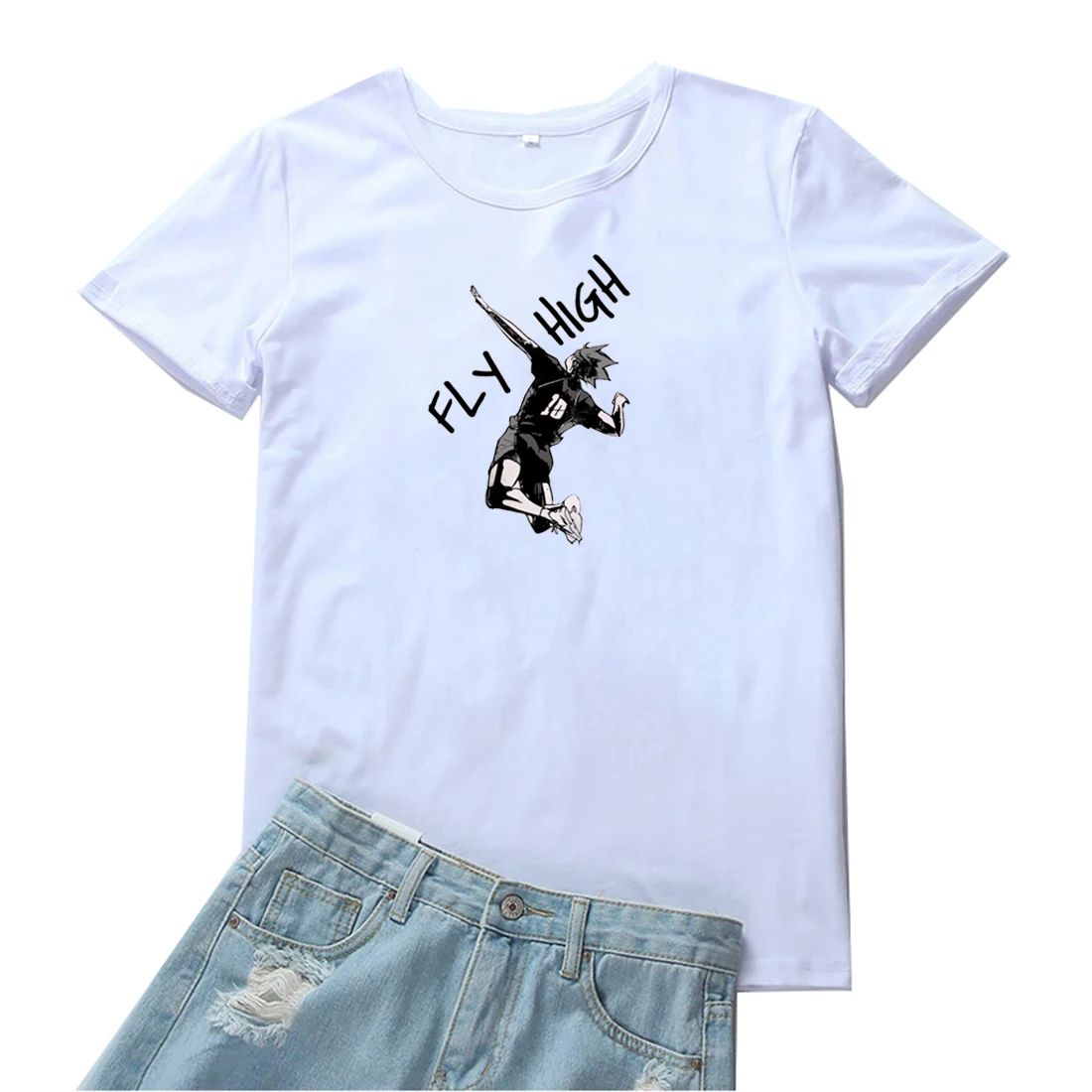 

Fly High Women T-shirt Cotton Loose Tops Women T Shirt Anime Basketball Boy Women Tshirts Japan Style Print Tee Shirt Femme