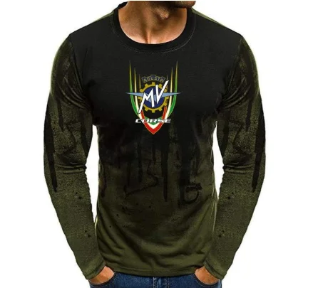 

Autumn Long-Sleeve T shirt Men Gradient Color MV Agusta Corse Print Fitness Tee Shirt Top Casual Hiphop Streetwear T-shirt
