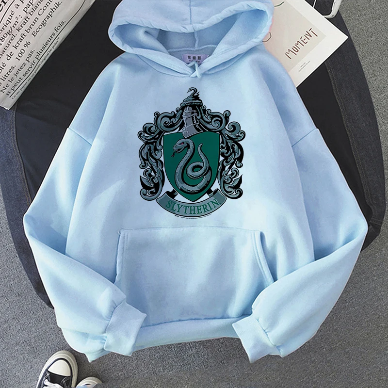 Толстовка со значком Slytherin толстовка с капюшоном в стиле Харадзюку белые топы