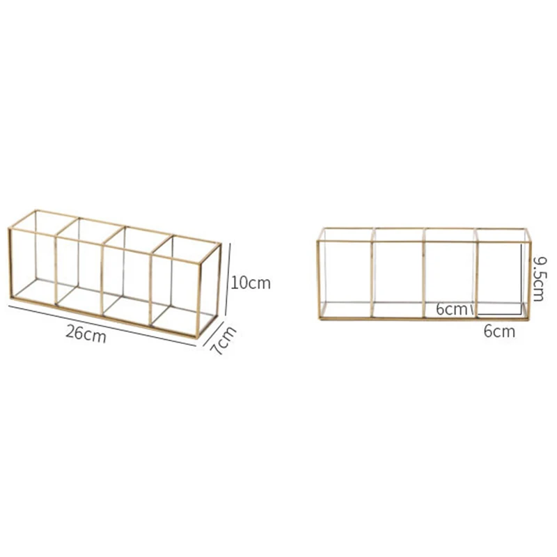 

Luxury Clear Glass Makeup Box Cosmetic Storage Box Makeup Brushes Organizer Pencil Lipstick Holder Makeup Tools Organizer Case