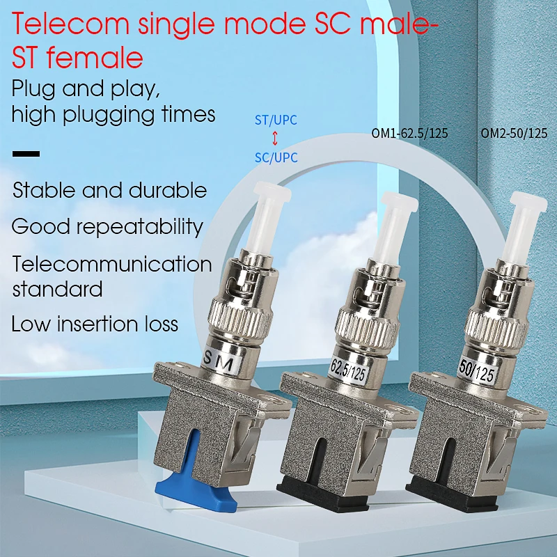

ST Male to SC Female Hybrid Optical Fiber Adapter Converter Fiber Optic Connector SM 9/125 Hybrid Adaptor