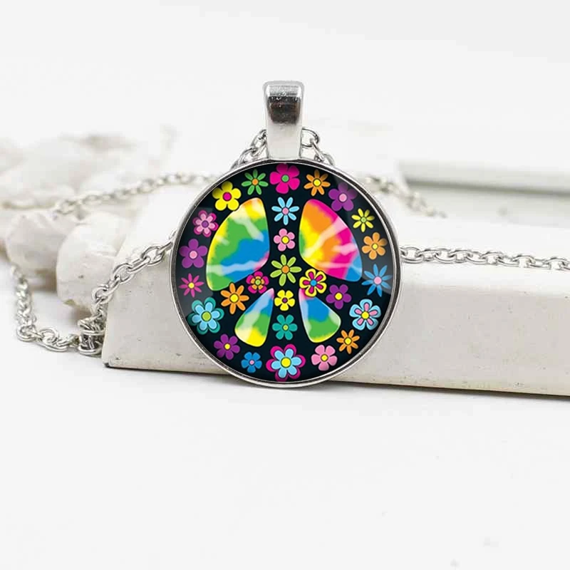 Europe and the United States new peace sign crystal glass pendant necklace popular jewelry accessories | Украшения и аксессуары