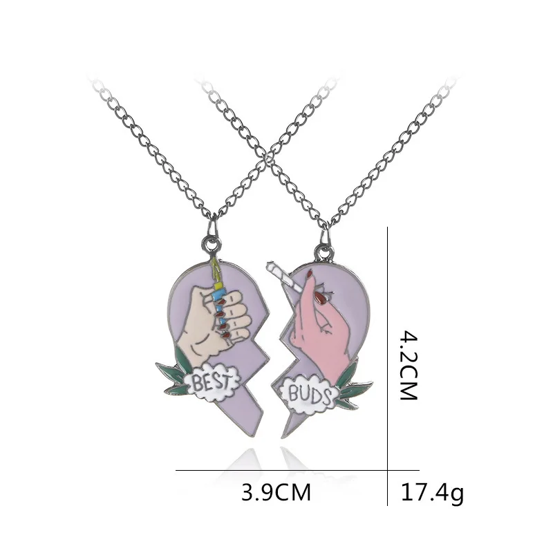 

Fashion Best Friends Honey Love Couple Pendant Necklace Cigarette Lighter Broken Heart BFF Good Friends Friendship Jewelry Gift