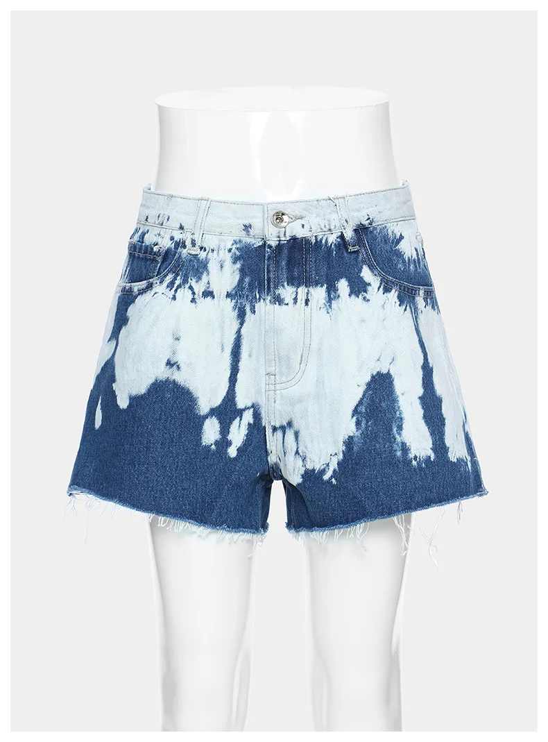 

MSXU Tie-Dye High-Waisted Casual Jeans Denim Hot Pants Women