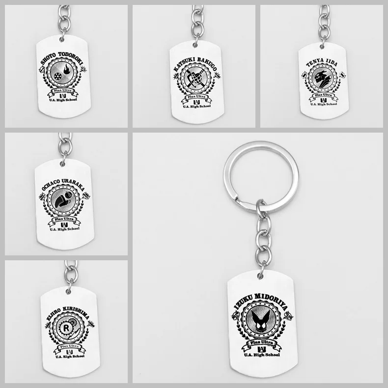 

My Hero Academy Keychain Cute Comic Keyring Anime acrylic Key Chain Cartoon Accessories Metal military keychain