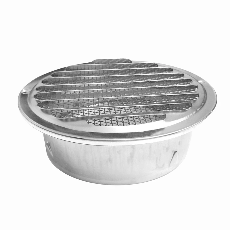 

6 Inch Louvered Grille Cover Vent Hood Wall Air Vents with Built-In Fly Sn Mesh - 304 Stainless Steel Ventilation Outlet