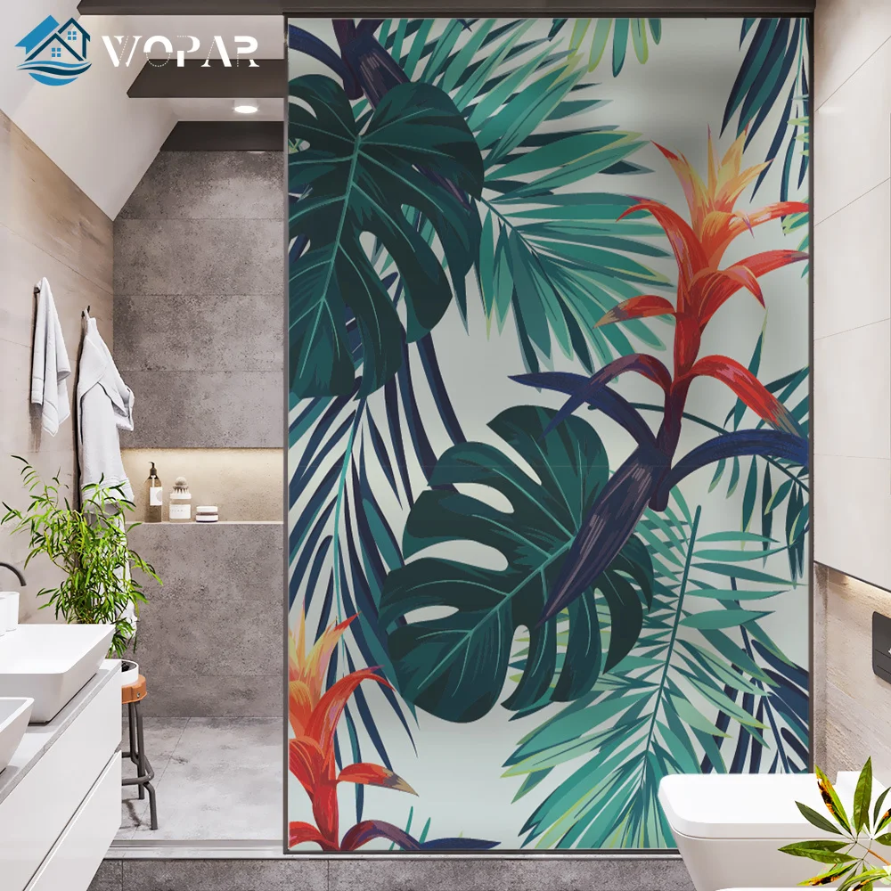 Стекло с листьями статическая оконная пленка полиэтилен непрозрачная защита