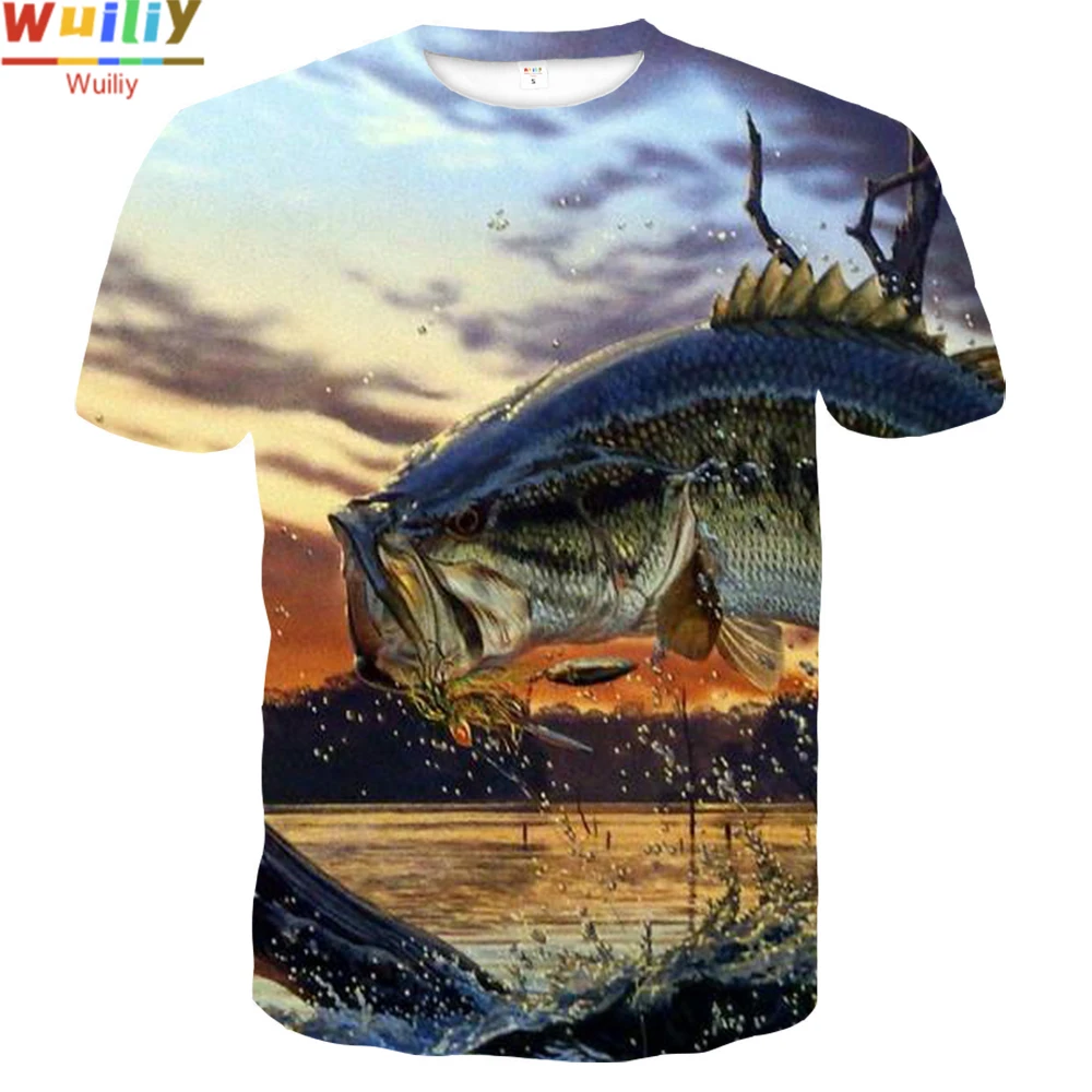 Футболка рыболовная мужская с 3D принтом топ рисунком природы и рыбы Спортивная