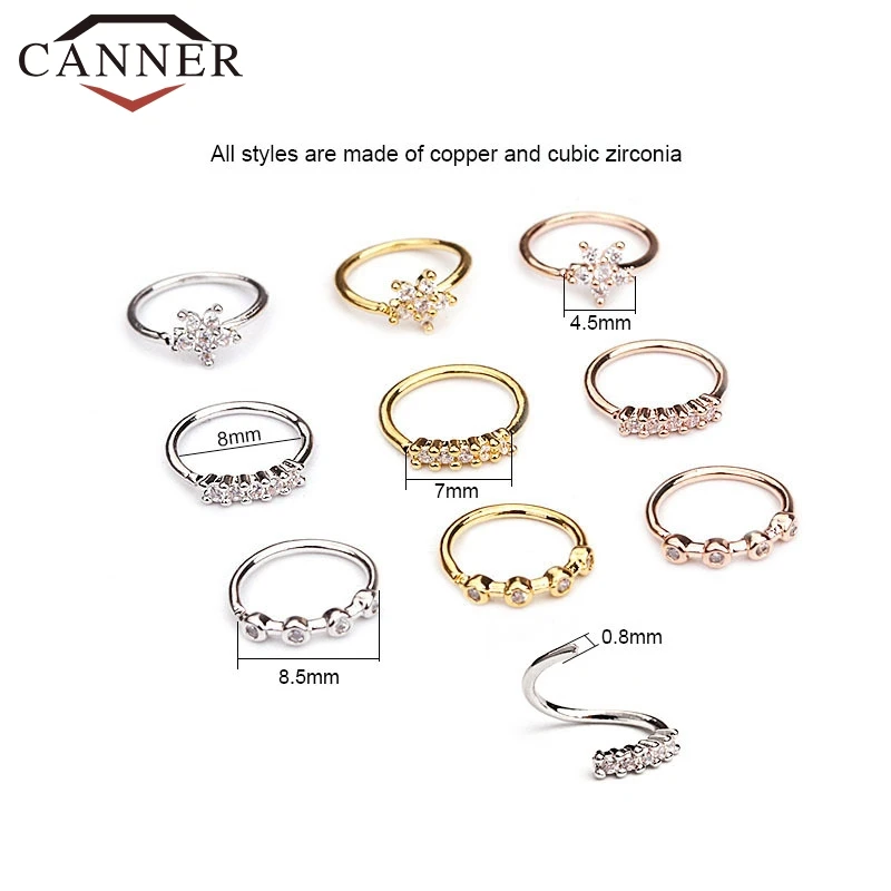 1 шт. золото/розовое золото/серебро Цвет 20 г x 8 мм пирсинг носа ювелирные изделия Cz