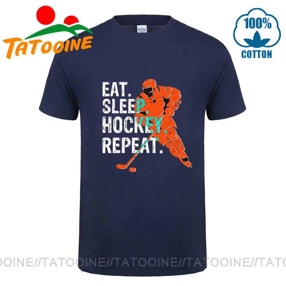 Винтажная забавная футболка Tatooine для хоккея с надписью Eat Sleep рисунком канадского