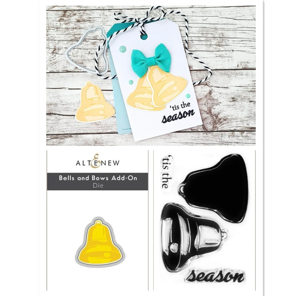 

DIY Bells and Bows Metal Cutting Dies and stamps set embossing Templates for Scrapbook Paper Photo Album Card Making Decoration
