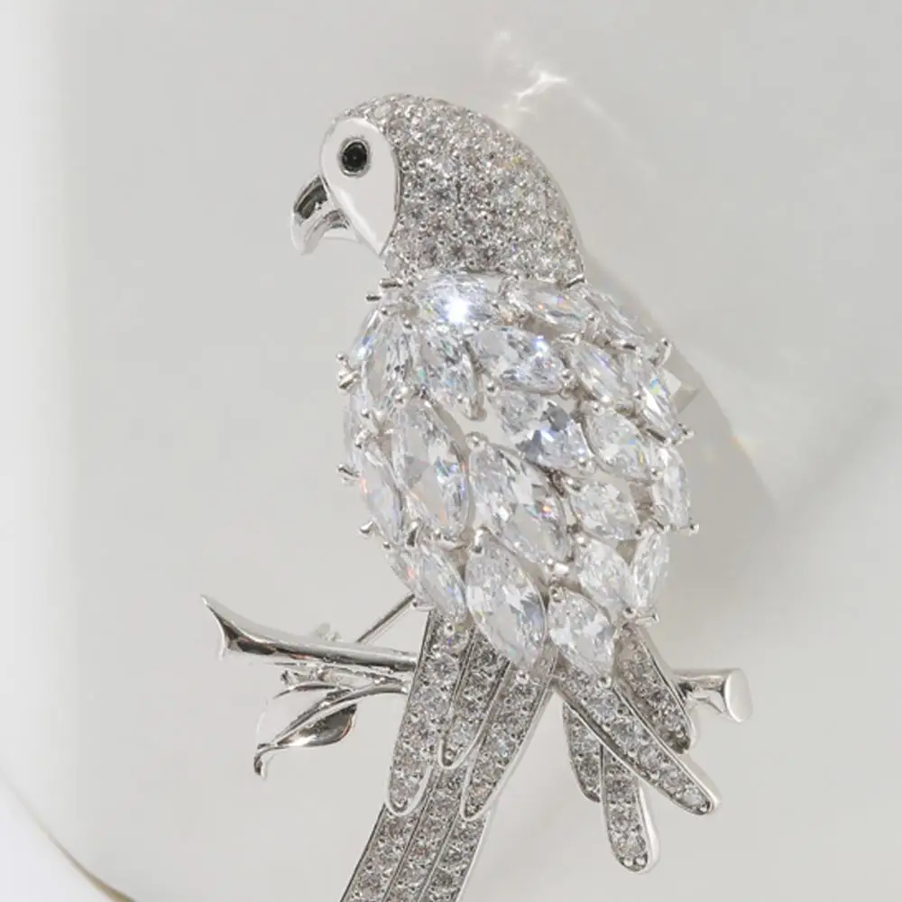 Neoglory белая брошь попуги из циркония ААА для женщин высококачественные