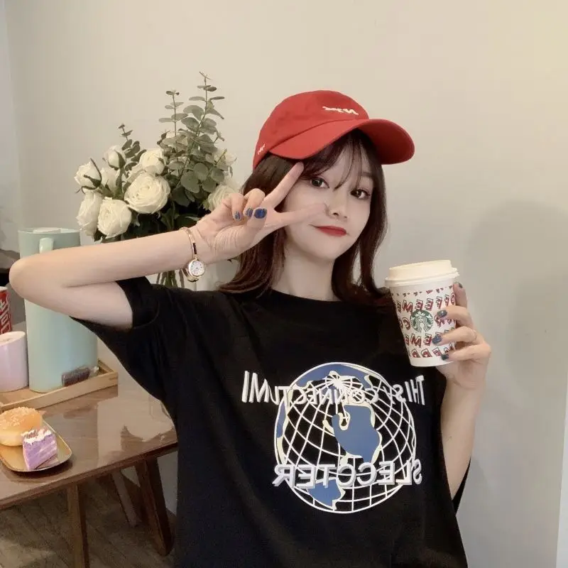 

Харадзюку Хип Хоп Футболка оверсайз Топы женские летние с коротким рукавом Свободные Графические футболки рубашка школьная уличная одежда