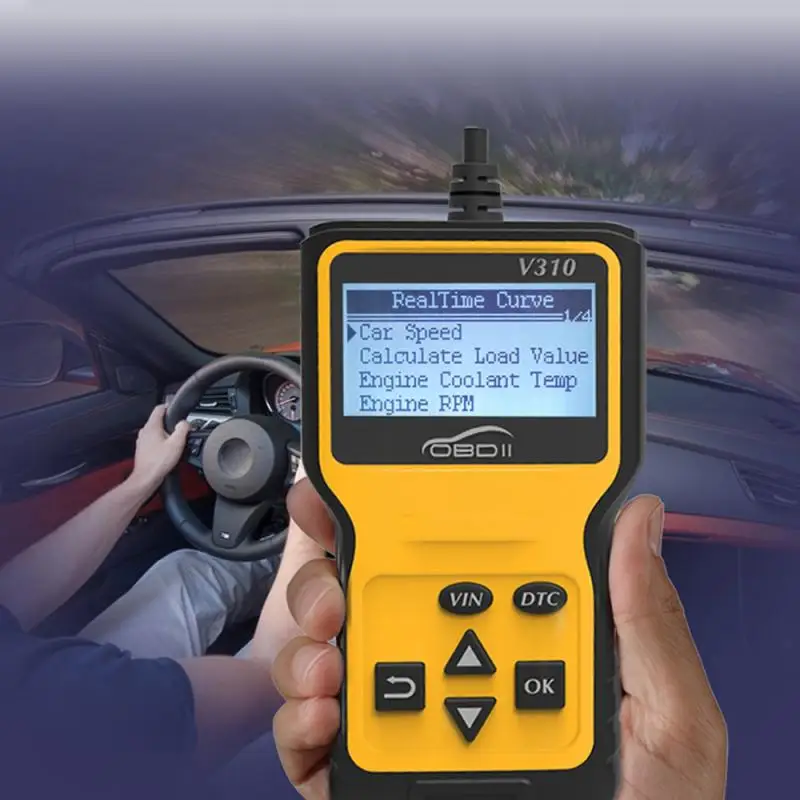 Автомобильный считыватель кодов V310 V1.1 OBD, сканер OBD2, диагностический инструмент ошибок двигателя, интерфейс Plug-and-play, ЖК-экран, автомобильные...