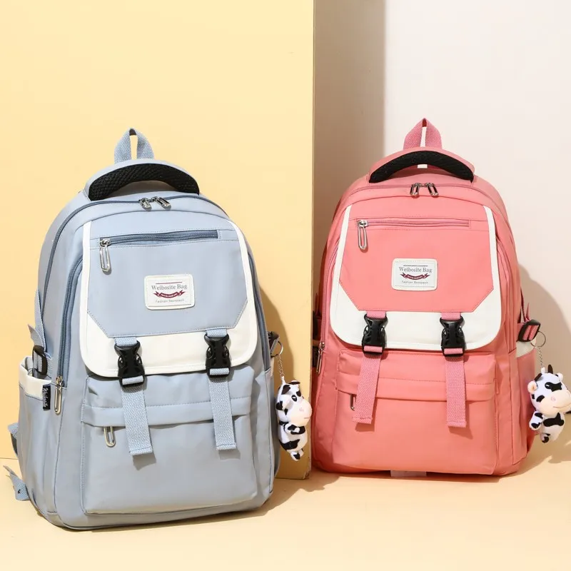 

2021 Women's Backpack Harajuku Cute Pendant School Bag For Girls Oxford Large-capacity Waterproof Student Bookbags Scoolbags
