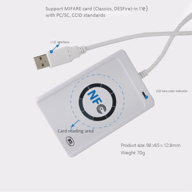 

NFC Reader ACR122U USB Contactless Smart IC Card Writer and Reader Smart RFID Copier Duplicator UID Changeable Tag Card
