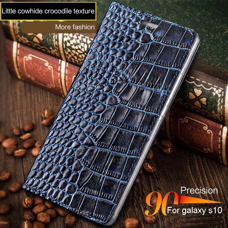 LANGSIDI мобильный телефон чехол из натуральной кожи флип для galaxy s8 крокодиловая